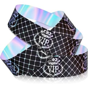 500pcs معصم VIP البلاستيك ، VIP Armbolds Party Wristbands Bracelets Wristbands VIP Color Wrist Fands for Events Actrance VIP Party Music Festival (Black ، Silver)