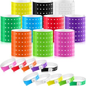 Henoyso 1000 Pcs Plastic Wristbands for Events Plastic Bracelet for Events Multicolor Vinyl Wristband Plastic Arm Band Identification Wristband with Snap for Party Club Festival Music Meeting School