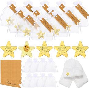 Sasylvia 50 Set Treguation Gift Star Pins Label Pins Brooch Pocket Token Pin Favors with Thank You Card Organza Actory Of The Month