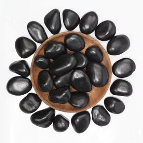 Black Polished River Rocks 1-1.7 Inch, 10LB Versatile Garden Stones for Aquarium Gravel, Succulents, Terrariums & Outdoor Pathways, Enhance Any Landscape with Sleek Appeal