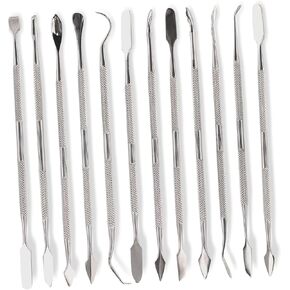 12 PCS مجموعة أدوات نحت الشمع من الفولاذ المقاوم للصدأ - أدوات نحت الشمع والطين ، أدوات Doubled Dental and Wax Carvers - نحت النحت والتشكيل