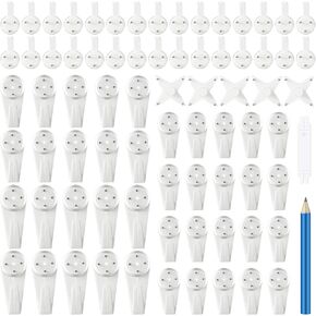 Jetec 75 Pcs Picture Hangers Hanging Kit Concrete Wall Hooks Invisible Nail Hangers No Damage Wall Hooks with Handrail and Pencil for Photo Frame Art Painting Clock