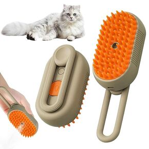 3-in-1 Cat Grooming Brush-Spray Water و Sefficing Shedting Brush للقطط والكلاب-إزالة شعر الحيوانات الأليفة ومشط التدليك للشعر الطويل والقصير (Beige). (البيج)