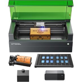 XTOOL S1 20W CUTTER LASER و LASER ENGRARARET لـ Tumblers ، ونقش الليزر للأخشاب والمعادن ، والأكريليك ، ومشروع كبير - حزمة دوارة مع مجموعة السلامة
