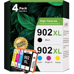 902XL حبر حبر حزمة حزمة كومبو متوافقة مع HP 902 XL Ink Cartridges (KCMY ، 4 PACK) العمل من أجل OfficeJet Pro 6978 6958 6968 6962 OfficeJet 6970 6975 6960 6950 6954 6956 6961 6963