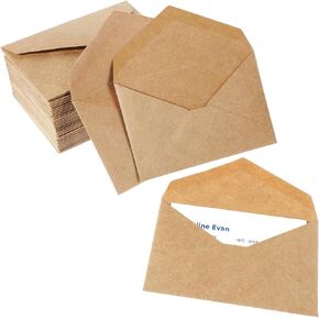 400 Pcs Kraft Gift Card Envelopes Bulk Mini Brown Envelopes 4.13" x 2.76" Small Save the Date Holders Sleeves for Greeting Cards Invitations Business Notes