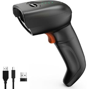 Alacrity 2.4GHz Wireless Laser Barcode Scanner,100 scans/sec,Compatible with Windows/Mac/Android/Linux,40 Hours Battery Life,Rechargeable,Supports All 1D Bar Codes