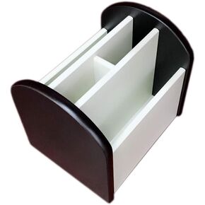 تدوير جهاز التحكم عن بُعد Caddy Wood Pen/Pencil Pency for Desk Organizer Simple Black and White Small Storage Box Heben7025