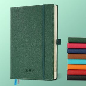 شهريًا أسبوعيًا 2025-2026 مخطط (25 يوليو 26 ديسمبر) ، 8.5 "× 6.5" ، خطة جدول أعمال 18 شهرًا مع علامات تبويب وجيب الشهر ، ونفقات/صفحات الملاحظات ، والتقويم الأكاديمي مع غطاء جلدي نباتي ، أخضر