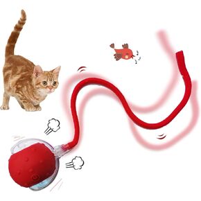 كرة لعبة Cat التفاعلية ، USB قابلة لإعادة الشحن ، 3 أوضاع (سريعة/بطيئة/تفاعلية) مع ضوء LED ، اتجاه تغيير عشوائي ، مع مكالمة الطيور ، مثالية للسجادة العالية والأرضية ، مناسبة لمتعة القط