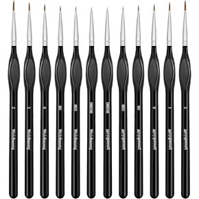 Simarro 12pcs فرش الطلاء الدقيقة ، تفاصيل فرشاة مصغرة للطلاء ، فرشاة ناعمة إضافية لطرز النماذج الصغيرة المقيسة السكتة الدماغية للزيت المائي.