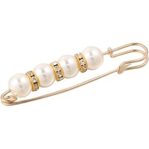 6 Pcs Pearl Brooch Pins, Safety Pins for Clothes Sweater Shawl Clips Faux Pearl Rhinestones Brooches for Women Pants Extender Safety Pins
