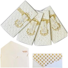 Dazzle Handmade wedding alliance knot Money holder Envelope- Rectangular Pack 4, crafted cardstock (200-230 GSM) Paper/Magnetic Closure- Engagement & Special Occasion Shagun Lifafa All Gifting Purpose