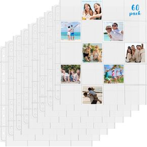 60 Pack Photes Photo Slide Pages يحتفظ 1200 2x2 بوصة 11 فتحات جيب صور جيب ل 3/4 رنين رنين واضحة صور صفحة صفحة تناسب لعملة ختم القسيمة الضوئية الضوئية