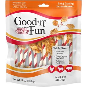 دمبل Good'n'Fun Good 'n' Fun ذو النكهة الثلاثية 5.5 أونصة، وجبات خفيفة للكلاب الذواقة