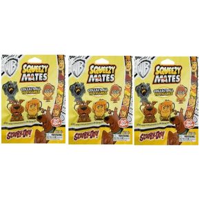 Party Animal - 3 Pack Bundle - Squeezymates Scooby Doo Series 1 Mystery Blind Pack Bag Figure Slofoam Keychain