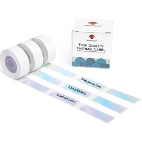 Phomemo D30 Lathesive Lradient Color Paper 1/2 "x 1 1/2" (12mm × 40mm) 160 ملصقات/لفة ، 3 لفة ، لتزيين الهدايا ، متوافق مع صانع الملصقات D30