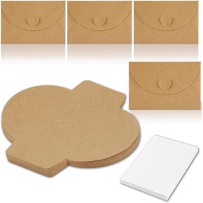 22PCS Mini Envelopes with Heart Shaped Clasp,Kraft Paper Envelopes, Small Envelope with Blank Cards for Business Card, Gift Cards,Baby Showers, Weddings Favors,Greeting Cards (4.1 x 2.8 inch)