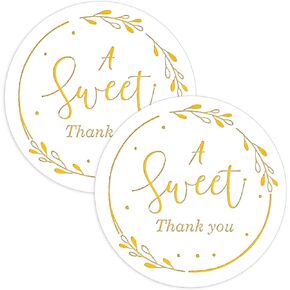 120 Pcs A Sweet Thank You Stickers Personalized Stickers for Packaging 2 Inch Gold Foil Thank You Gift Small Envelope Sticker Self-Adhesive Labels for Wedding, Baby Shower, Birthday, Gift Wrapping