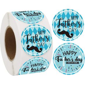 SMARSTICKER Happy Father's Day Character Sticker 2 inch Fathers Day Party Favors Envelope Seals Greeting Card Stickers for Decoration,Card,Scrapbook,Kids Crafts,Homemade Packing 500pcs (2 inch)
