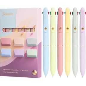 Ddaowanx Multicolor Pens, 4-in-1 Colored Ballpoint Pen 0.5mm Fine Point Smooth Writing,Nurse Accessories for Work,Gifts for Teen Girls,6-Count