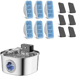 6 Pack Replacement Filters and Sponges + Wireless Cat Water Fountain