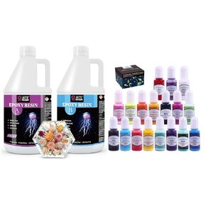 Bundle 1 Gallon Epoxy Resin Kit and 18 Colors Opaque Liquid Epoxy Pigment