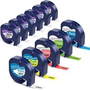 5 Pack Colored + 6 X 16952 Label Tape Compatible with Dymo Letratag Refills, Replacement for Dymo Label Maker Refills 12mm x 4m(1/2" x 13') Plastic Label Refills