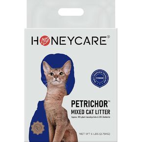 HONEY CARE Petrichor Mix Cat Litter I Tofu Cat Litter I Nature Plant-Based Pellets and Bentonite Sustainable Cat Litter I Low-Dust Qucik Clumping Superior Odor Control, 6 Lbs