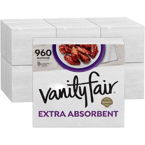 Vanity Fair Everyday Extra Absorbent Premium Paper Napkin, 960 Count, Dinner Napkin for Messy Meals