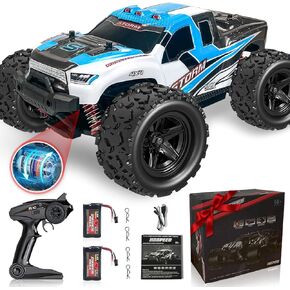 شاحنة التحكم عن بُعد للأولاد 45 كم/ساعة 1:18 RC Truck 4WD جميع التضاريس خارج الطريق السريع RC مع 2 بطاريات قابلة للشحن 1200 مللي أمبير في الساعة لمدة 60 دقيقة تشغيل ، 2.4 جيجا هرتز هدية سيارة التحكم عن بعد للبالغين الفتيات