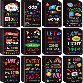 Faccito Bible Verse Notebook Christian Inspirational Mini Notepads الكتاب المقدس للكتاب كمبيوتر محفوظ صغير التحفيز الجيب الصغير المفترات الهدايا المسيحية لمكتب مدرسة الأطفال (برايت ، 48 جهاز كمبيوتر)