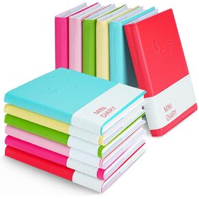 12pcs Mini Notebook Portable Protable Pocket Diary Memo Memo Pads Candy Colours Travel Dorepads with Pu Leather Case 4 × 3 بوصة ، 100 صفحة (6 ألوان)