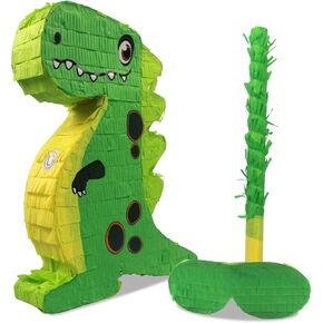 ديناصور بيناتا - لطيف T -Rex Dino Pinata مع معصوب العينين والخفافيش لعيد الميلاد ، استحمام الطفل ، حفلة شاطئ