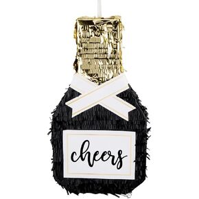 مجموعات مائلة قابلة للطي Pinata Champagne Bottle Party Decoration ، 10 "W x 19" H ، Heaits