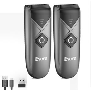 2-Pack Eyoyo 2D&1D Mini Bluetooth Barcode Scanner, Portable Wireless Barcode Reader with Lanyard, Connection for Phone, Android, Tablet, Laptops