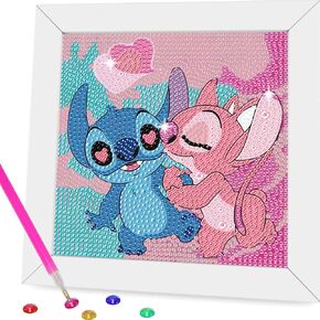 Gearock Diamond Art Kits with Frame, Cute Small Diamond Painting Kits for Adults Beginners, Easy DIY Big Gem Kits for Cartoon Lovers Halloween Christmas Birthday Gifts, 7x7 Inch