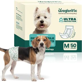Dog Diapers for Male Dogs: Leakproof, Adjustable, Soft, and Breathable Disposable Diapers for Male Doggie – Perfect for Incontinence, Training, and Travel – 50 Pack Size S