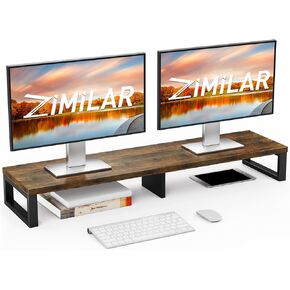 Zimilar Dual Monitor Stand Riser ، Word Monitor Stand for Desk ، Wood Monitor Riser مع منظم التخزين للمكتب المنزلي ، ومراقب يقف لشاشات 2 ، Riser Wooden Riser للمكتب للكمبيوتر