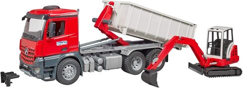 Bruder 03767 Man TGS Truck with Roll Off Container و Schäffer Compact Loader 2630 in Kuwait