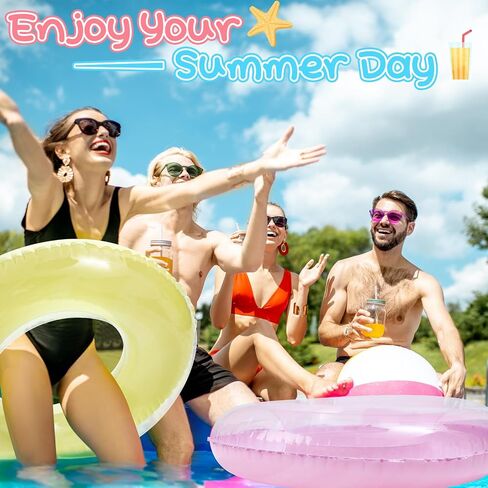 ShinyRelief 6 Pcs Inflatable Pool Floats 30''Macaron Swim Inner Tube for People Clear Pool Rings Toys Floats for Summer Beach Swimming Pool Luau Party Favor Decor in Kuwait