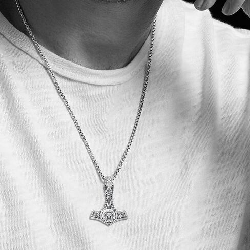 Thors Hammer Necklace Sterling Silver Celtic Knot Wolf Necklace Viking Mjolnir Pendant Jewelry for Men Women in Kuwait