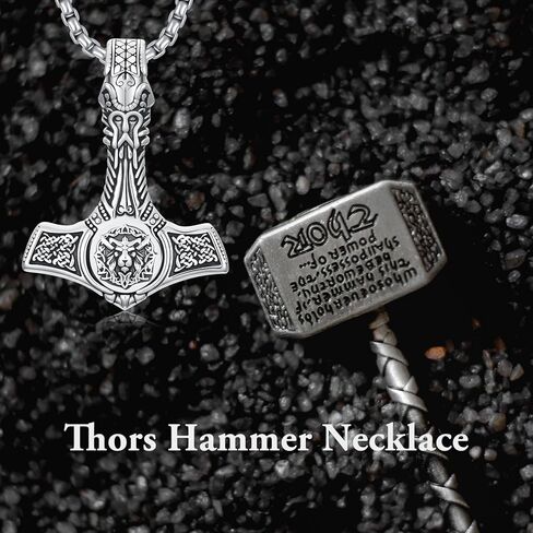 Thors Hammer Necklace Sterling Silver Celtic Knot Wolf Necklace Viking Mjolnir Pendant Jewelry for Men Women in Kuwait