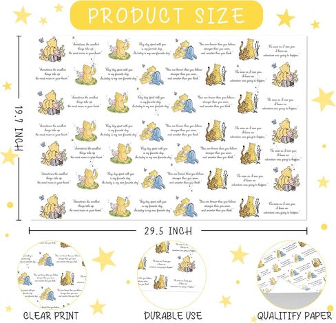 Winnie Wrapping Paper for Baby Shower, the Pooh Birthday Decoration, Winnie Gift Wrapping Paper,Winnie Baby Shower Decorations- 5 Pack (29.5 x 19.7in), Classic Bear Gift Wrap for Birthdays, White in Saudi Arabia