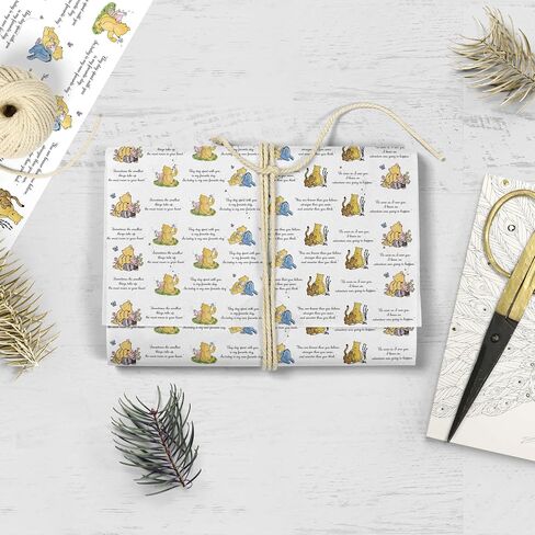 Winnie Wrapping Paper for Baby Shower, the Pooh Birthday Decoration, Winnie Gift Wrapping Paper,Winnie Baby Shower Decorations- 5 Pack (29.5 x 19.7in), Classic Bear Gift Wrap for Birthdays, White in Saudi Arabia
