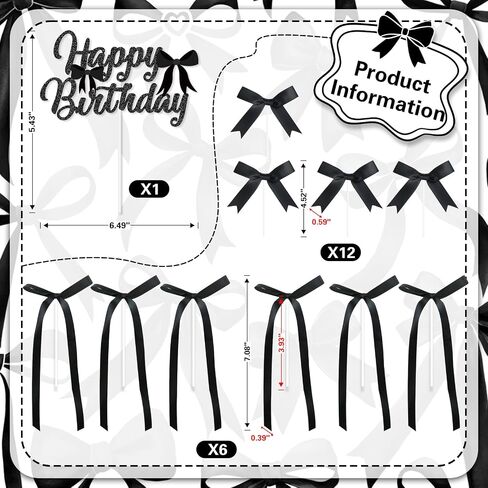 Blue Bow Birthday Decorations with Happy Birthday Sign, 6Pcs Ribbion Bow Cake Topper & 12Pcs Bow Cupcake Toppers, Bow Party Cake Decor, Tying the Knot Bridal Shower Party Supplies in Saudi Arabia
