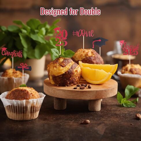 STARSIDE Graduation Cake Toppers,48 PACK Cupcake Toppers,Red and Black Graduation Cake Decoration for 2025 Grad in Kuwait