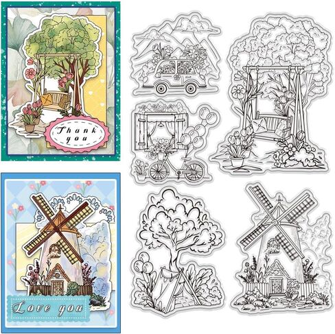 PH PandaHall Vintage Sign Clear Stamps Set 7pcs Retro Style Rubber Stamp Silicone Clear Stamps Reusable Transparent Stamps for Scrapbooking Journaling Card Making Album Photo Decoration in Saudi Arabia