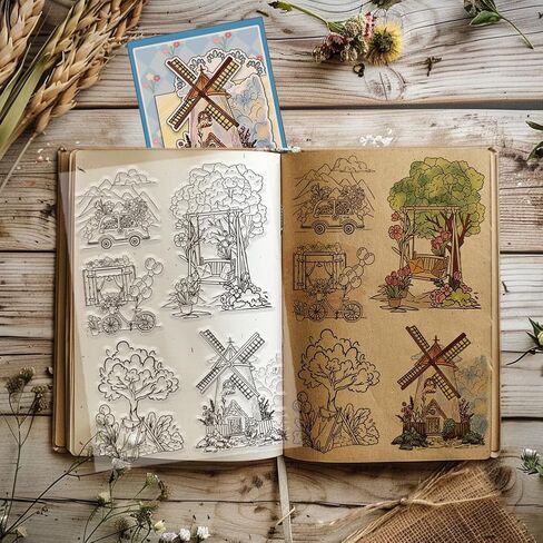 PH PandaHall Vintage Sign Clear Stamps Set 7pcs Retro Style Rubber Stamp Silicone Clear Stamps Reusable Transparent Stamps for Scrapbooking Journaling Card Making Album Photo Decoration in Saudi Arabia