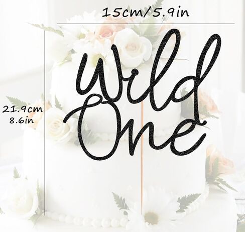 Wild One Cake Topper - Gold Glitter Paper Birthday Cake Decoration for 1st Birthday Party Cake - Baby's First Birthday Souvenir Party Photo Booth Props - Suitable for Baby Shower/Gender Reveal Party in Kuwait